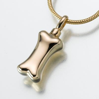 14K gold dog bone cremation pendant necklace